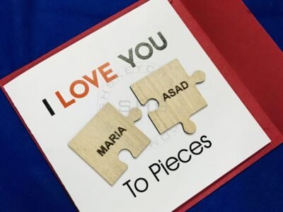 Greeting Card - I love you to Pieces with Laser Cut Puzzle Names