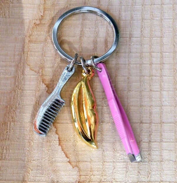 Beautician Charms Keychain - Lips-Tweezers-Comb - Image 4