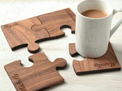 Personalized Puzzle Pieces Coasters - Set of 4 with Customized Names