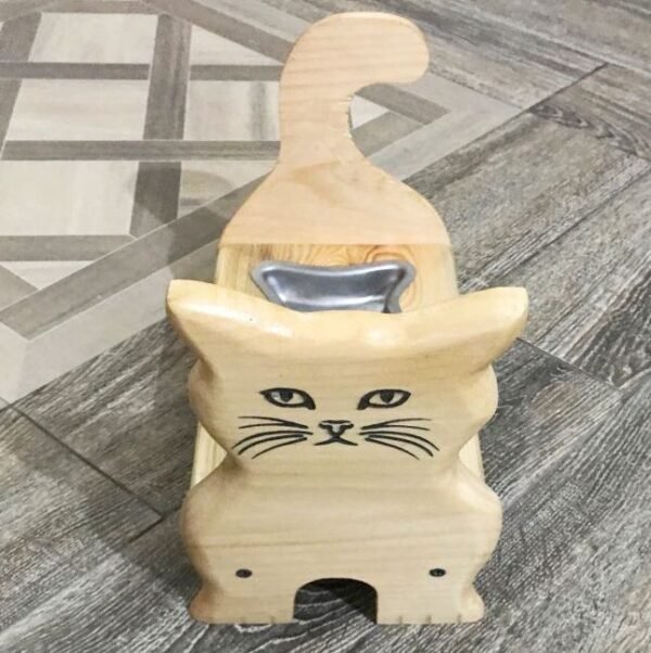 Wooden Cat Feeder: fish-shaped bowl. - Image 2