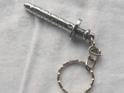 Medical Syringe Keychain-Silver Plated