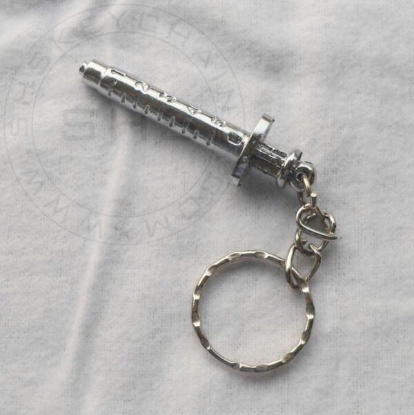 Medical Syringe Keychain-Silver Plated