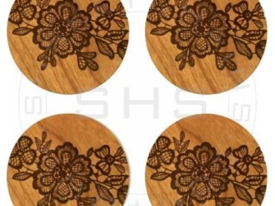 Laser Engraved Rosewood Coaster - set of 4 pcs