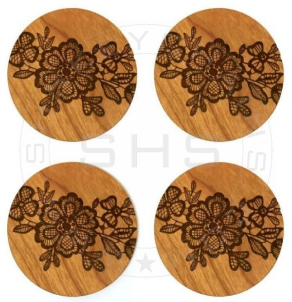 Laser Engraved Rosewood Coaster - set of 4 pcs