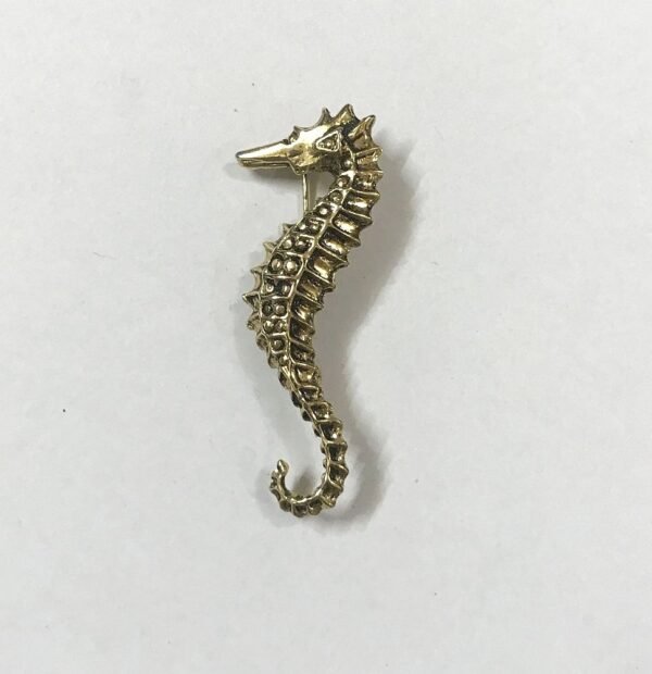 Seahorse Metal Brooch - Antique Finish - Image 4