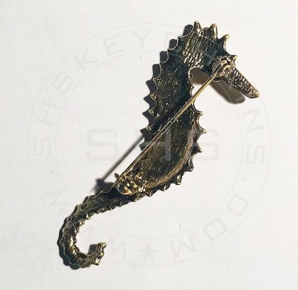 Seahorse Metal Brooch - Antique Finish - Image 2