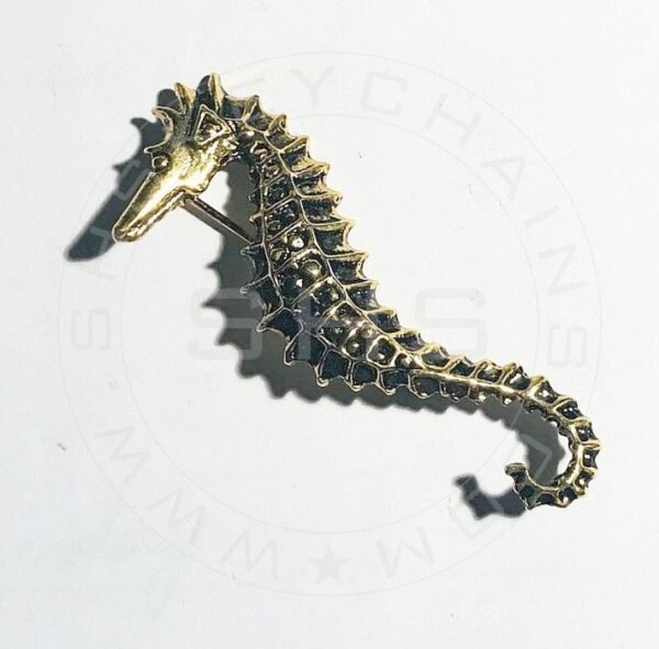 Seahorse Metal Brooch - Antique Finish - Image 3