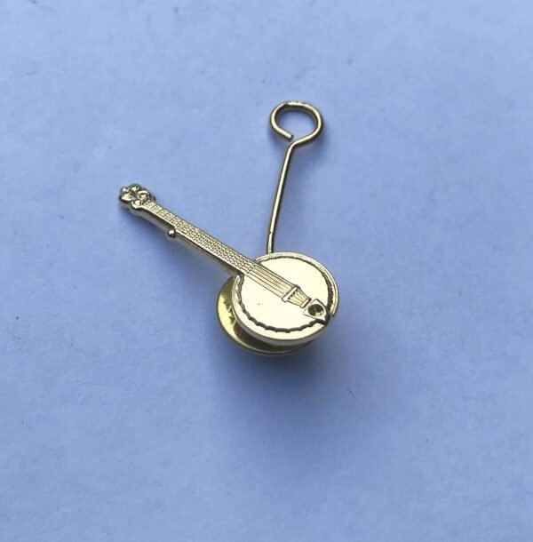 Cute Miniature Sitar Brooch Gold Finish - Image 5