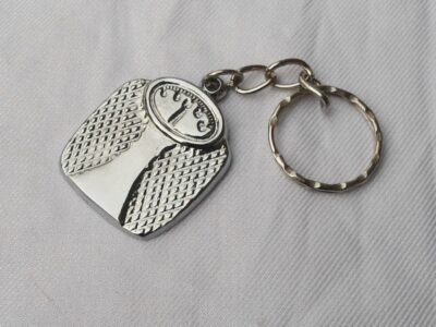 Keychain - Silver Plated Metal Bathroom Scale Shape