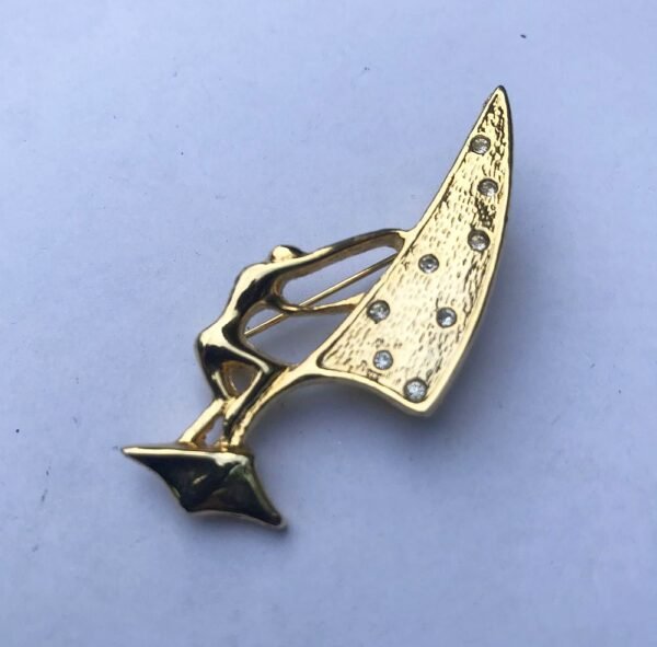 Wind Surfing Brooch, Golden Finish with Beads - Image 2