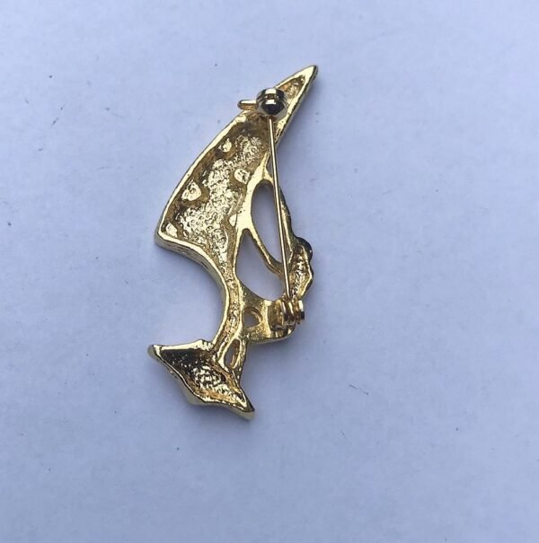 Wind Surfing Brooch, Golden Finish with Beads - Image 3