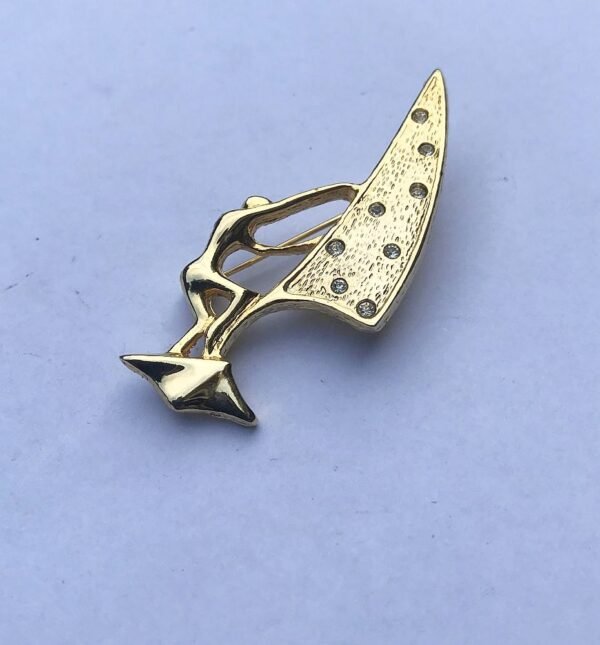 Wind Surfing Brooch, Golden Finish with Beads - Image 6