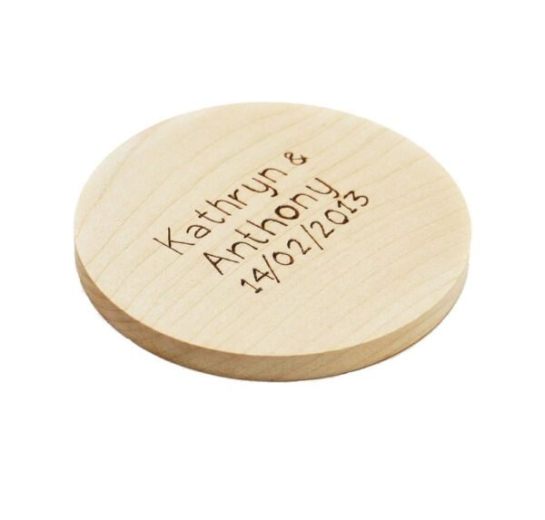 Wooden Coasters with Customizable Name or Text