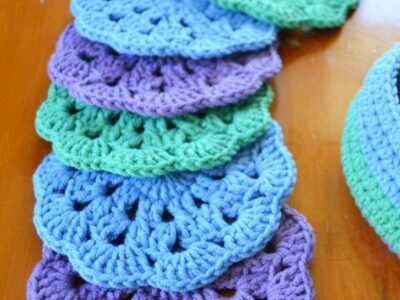Crochet Coasters Set with Holding Basket
