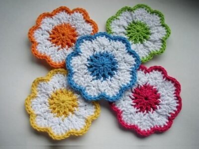 Handmade Crochet Coasters Set of Five