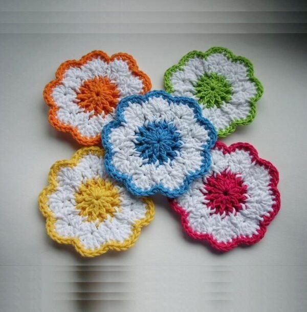 Handmade Crochet Coasters Set of Five