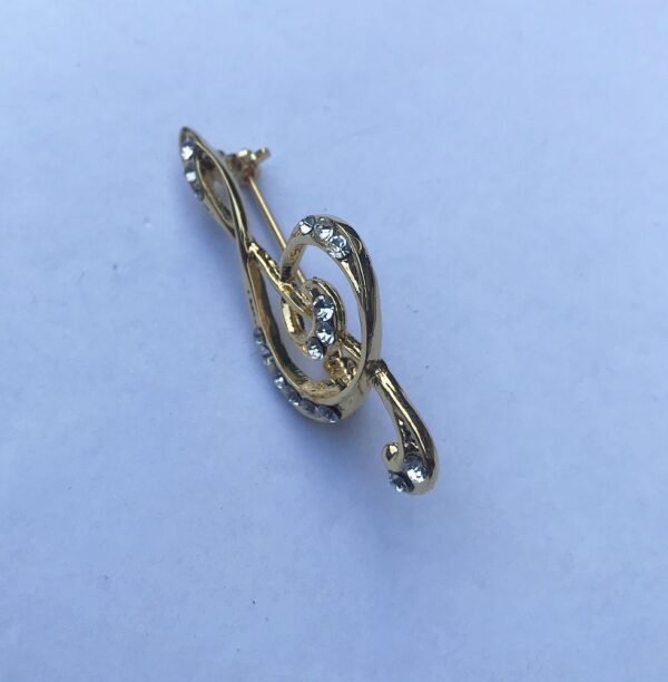 Brooch -Metal Musical Note with Beads - Image 2