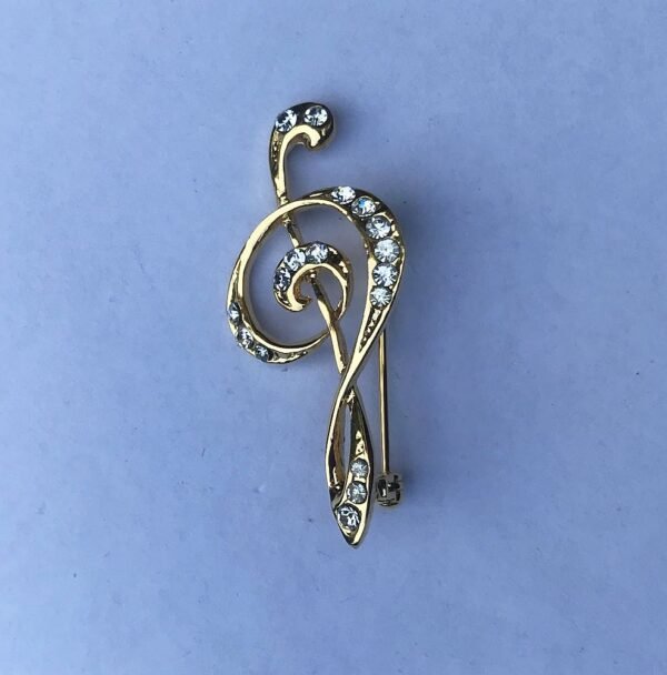 Brooch -Metal Musical Note with Beads - Image 4