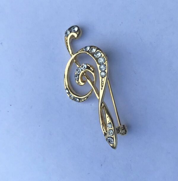 Brooch -Metal Musical Note with Beads - Image 5