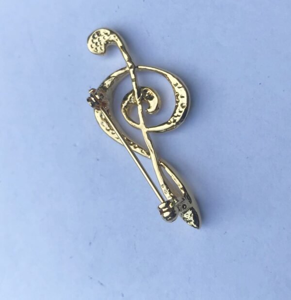 Brooch -Metal Musical Note with Beads - Image 6