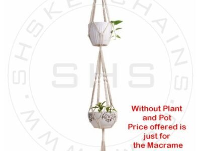 White Cotton Macramé: Double Planter Holder