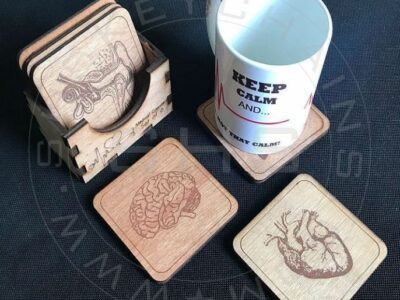 Medical Theme Set of 6 Coasters with Holder