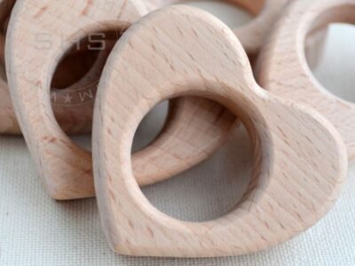 Heart Shaped Beech Wood Baby Teether
