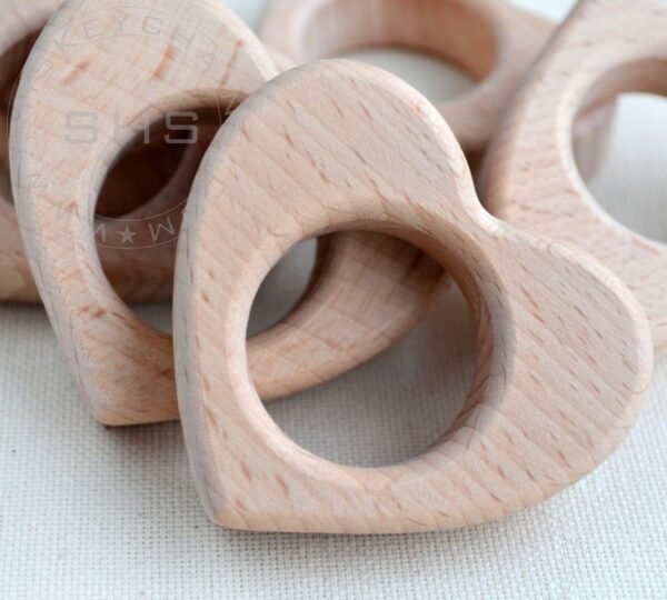 Heart Shaped Beech Wood Baby Teether