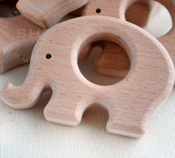 Elephant Shaped Beech Wood Baby Teether