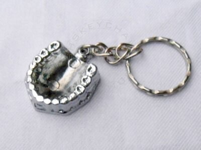 Miniature Denture Shaped Metal keychain
