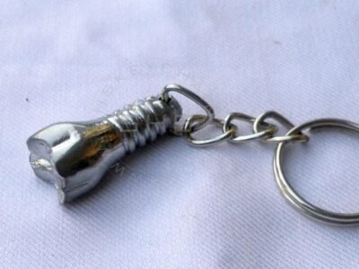 Tooth Shaped Implant Keychain Silver Plated