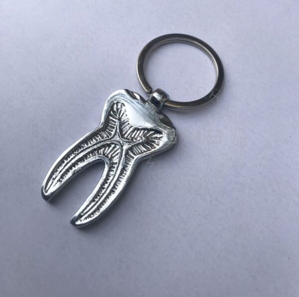 Large Tooth Keychain Silver Plated