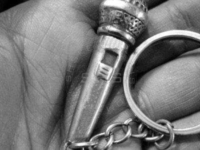 Miniature Musical Mic Shaped keychain