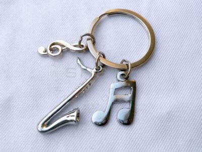 Miniature Saxophone with Musical Notes keychain