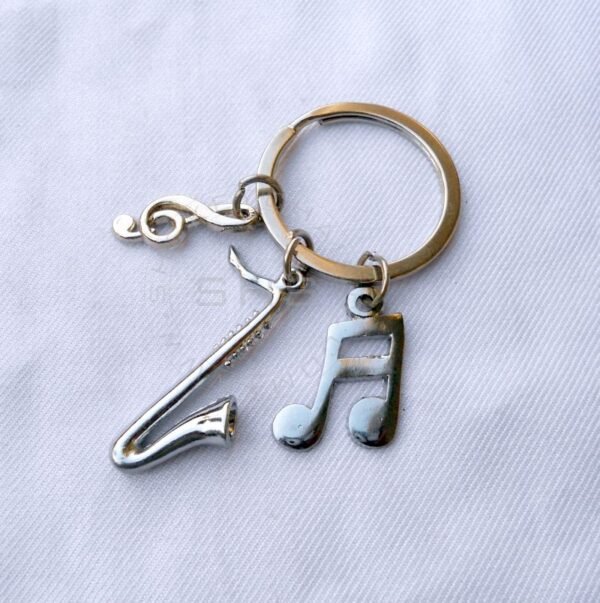 Miniature Saxophone with Musical Notes keychain