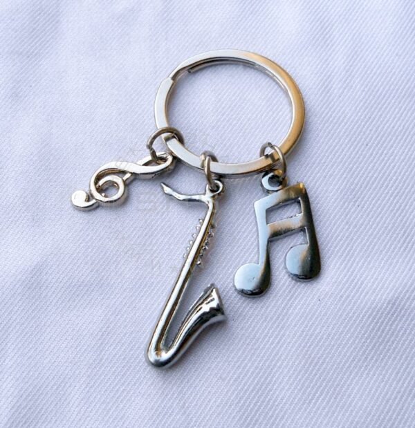 Miniature Saxophone with Musical Notes keychain - Image 2