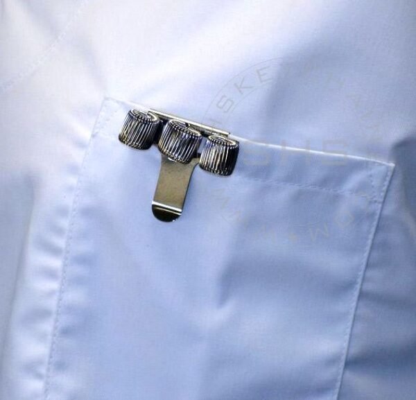 Triple Hole Metal Spring Pen Holder With Pocket Clip - Image 6