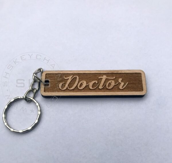 Doctor's Keychain - Laser Engraved Wood - Image 4