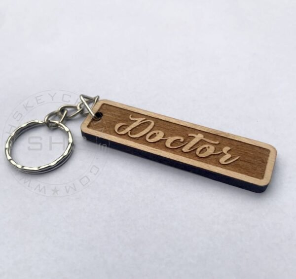Doctor's Keychain - Laser Engraved Wood