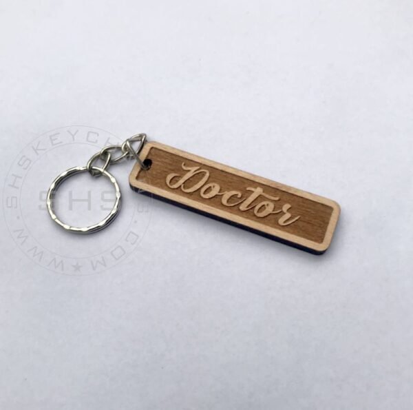 Doctor's Keychain - Laser Engraved Wood - Image 2
