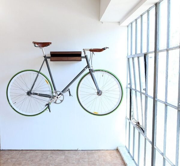 Acacia Wood Wall Mounted Bike Shelf - Image 5