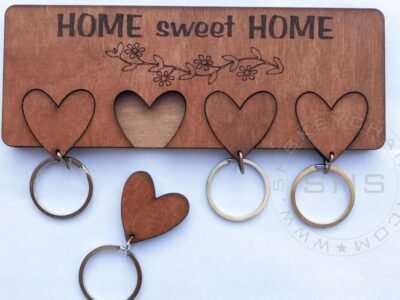 Home Sweet Home Key Holder with Fouir keyrings
