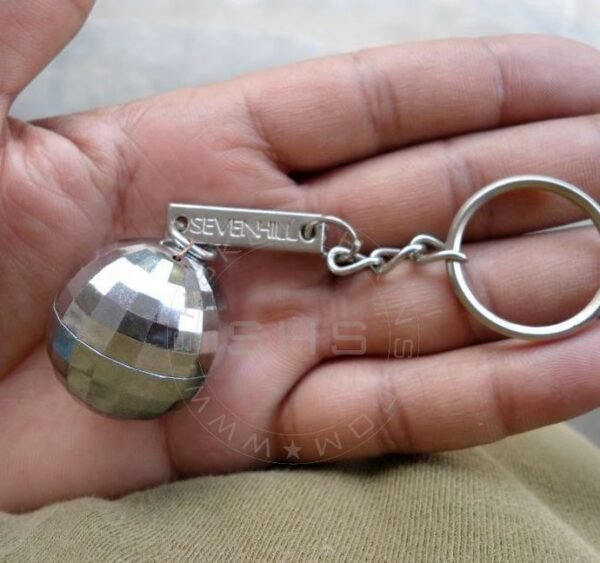 Disco Ball Keychain Silver Plated Plastic - Image 3