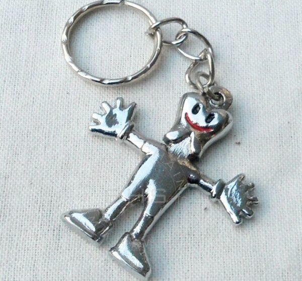 Smiley Tooth Man Keyring Silver Finish
