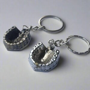 Miniature Denture Shaped Metal Keychain