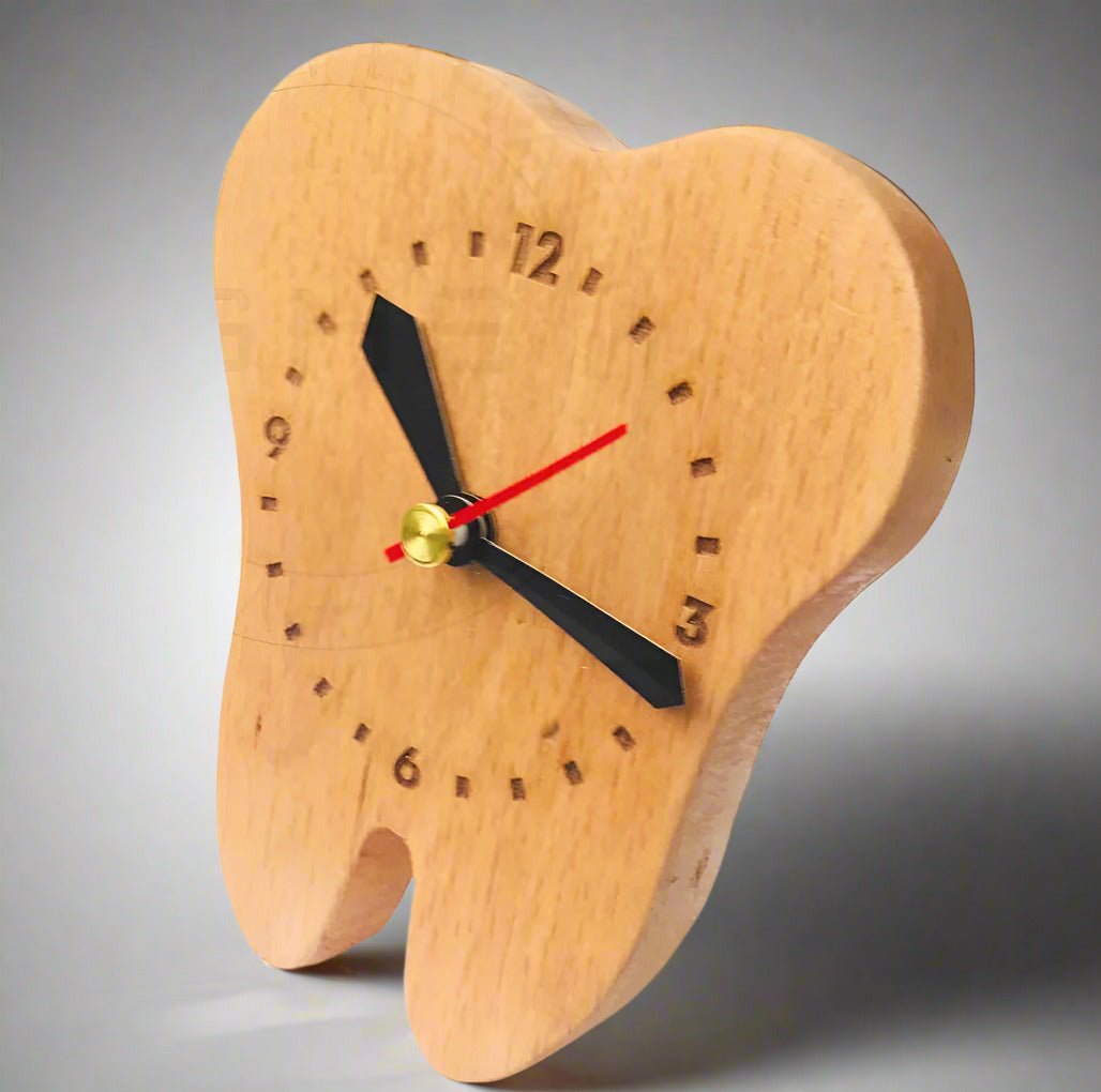 Tooth-Shaped-Wooden-desktop-Clock - AM Surgicals | Dental Instruments