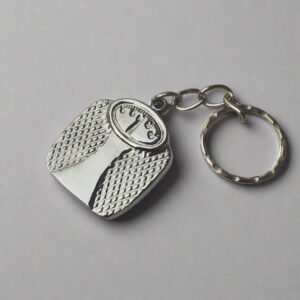 Silver Plated Miniature Bathroom Scale Shaped Keychain