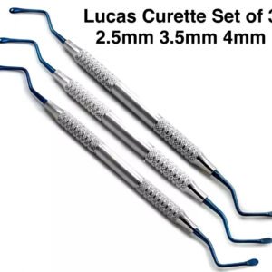 3-Pcs Lucas Bone Curette Set – Blue Tip for Cyst Removal