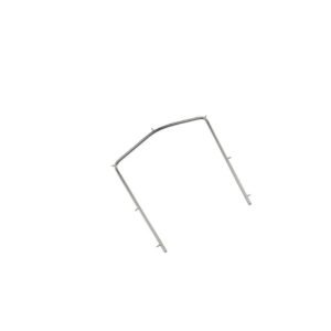 Metal arched frame with two straight legs and small mounting pegs, a support frame component.