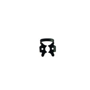 Small black metal ring with two symmetrical lobed ends on a white background, centered.